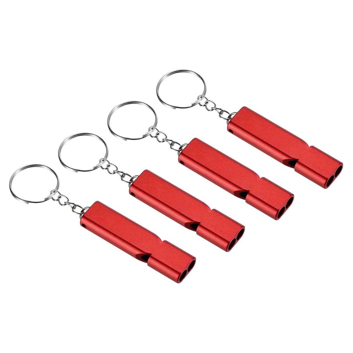 Emergency Survival Whistle Double Tubes Whistles Super Loud Aluminum Whistles with Lanyard Keychain for Outdoor Camping Hiking