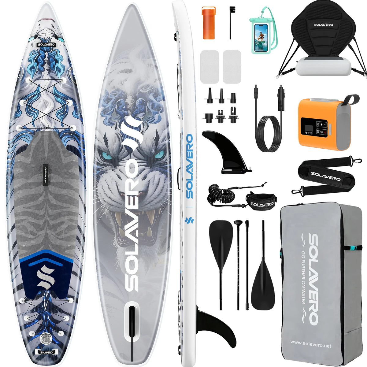 Extra Large SUP Board with Seat, Inflatable Stand Up Paddle Board with Premium Accessories, 600LB Capacity Paddleboard for Lake,
