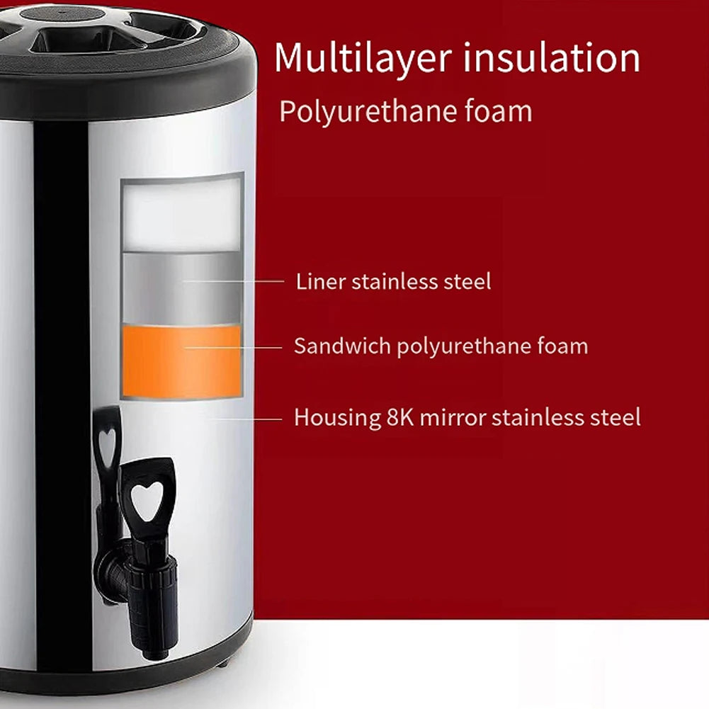 Milk Tea Barrel Drink Bucket Stainless Steel Insulated Beverage Dispenser with Faucet for Thermal Insulation Milk Tea Juice Beer