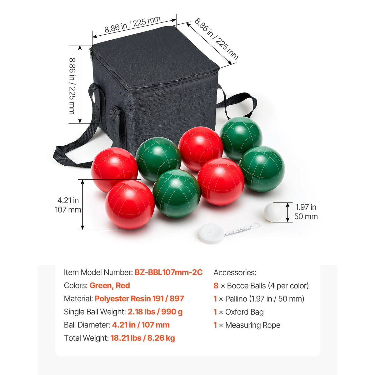 SucceBuy Bocce Ball Set 8 Resin Balls with Pallino Carry Bag and Measuring Rope Multi Color for Beach Lawn and Backyard Games