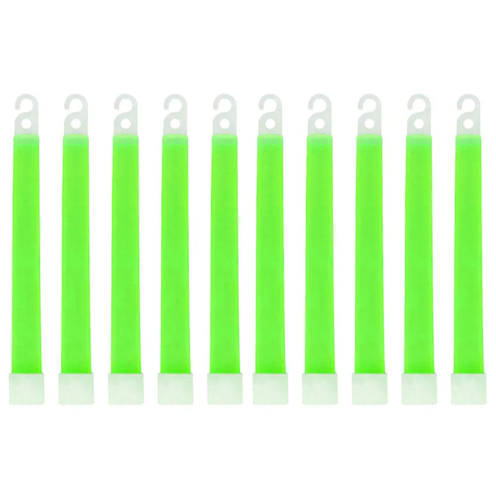10pcs Glow Light Sticks Waterproof  Hiking Camping Equipment 6 Inch Outdoor Emergency Glow Sticks with Hook