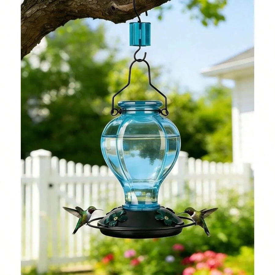 【New style】Glass Hummingbird Feeders Outdoors Hanging, 24oz Wild Bird Feeder With Ant Moat And 360 Perch, Resistant Ports, Outs