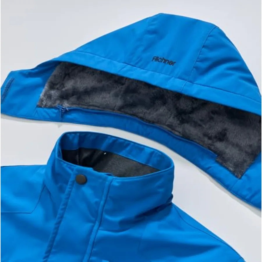 Boy's Ski Jacket Waterproof Winter Coat Kid's Fleece Snowboarding Jacket with Detachable Hood and Reflective Strips