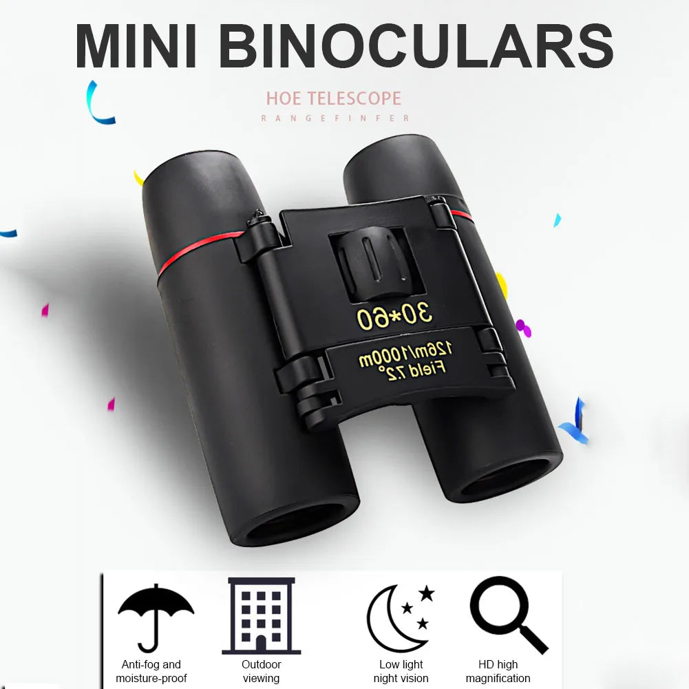 30x60 HD Binoculars Mini Portable Outdoor Sports Hunting Night Vision Telescope Bird Watching Sightseeing Binocular