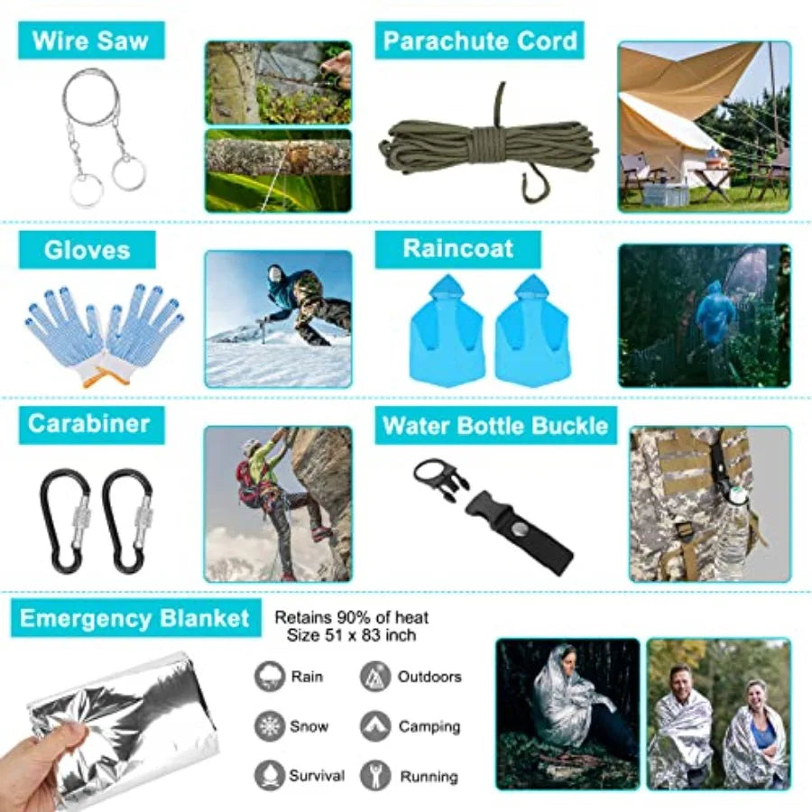 Gear Professional Kit and Large Camping Backpack, First Aid Kit for Adventure Outdoor Hiking Accessories
