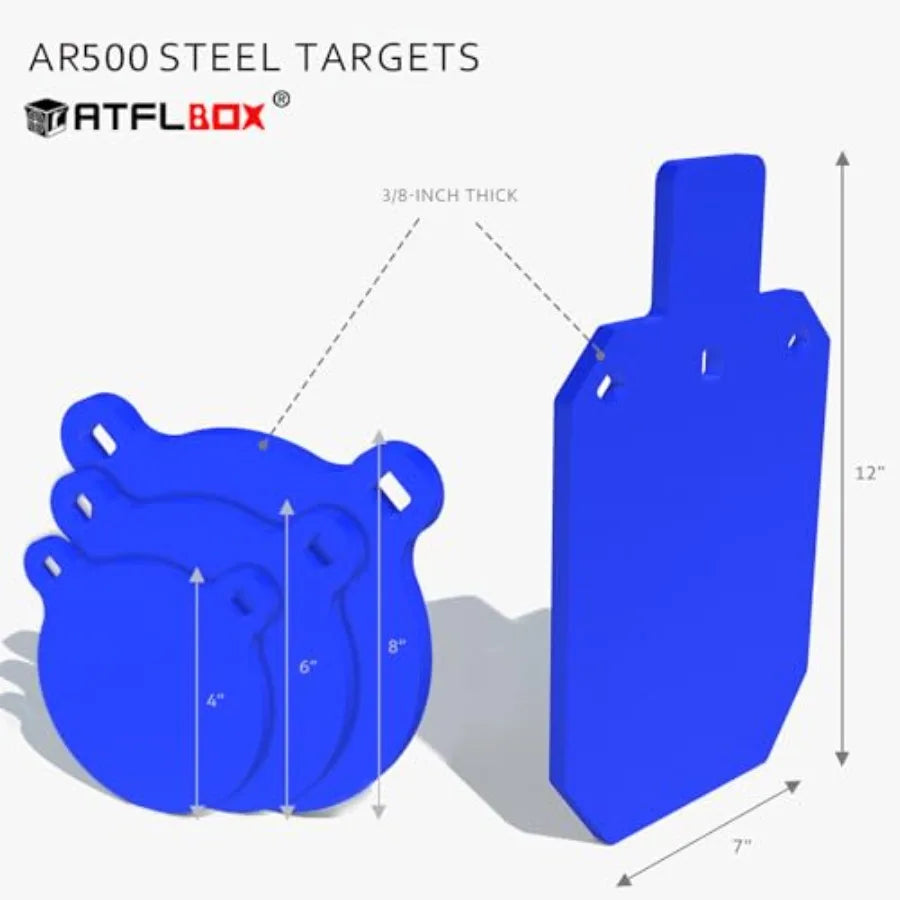 AR500 Steel Target Set for Shooting Stand System with 63 Inch Adjustable Height 3 8'' Thick 7''x12'' Silhouette and 4''