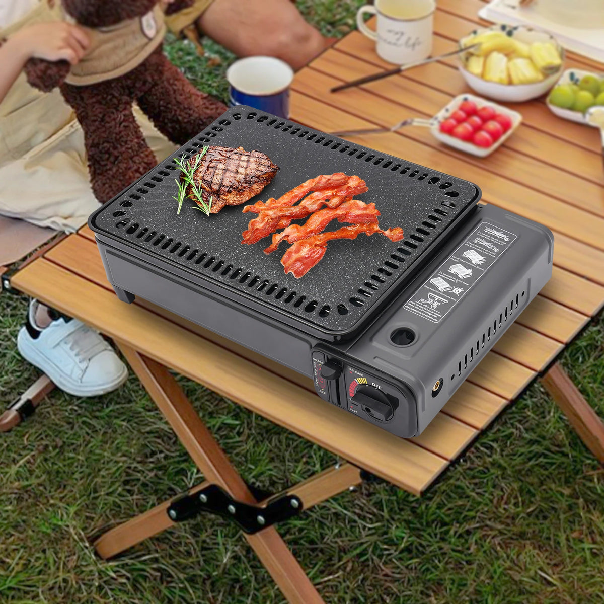 Portable Camping Grill Gas Stove BBQ Grills with Storage Box for Camping Traveling Trekking Travel Accessories 43*28.5*11.5cm