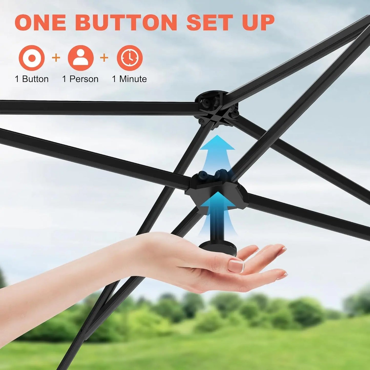 10'x10' Pop Up Canopy Tent with 3 Sidewalls One Push Setup Outdoor Canopy Sun Shade with Carry Bag for Events, Party, Camping