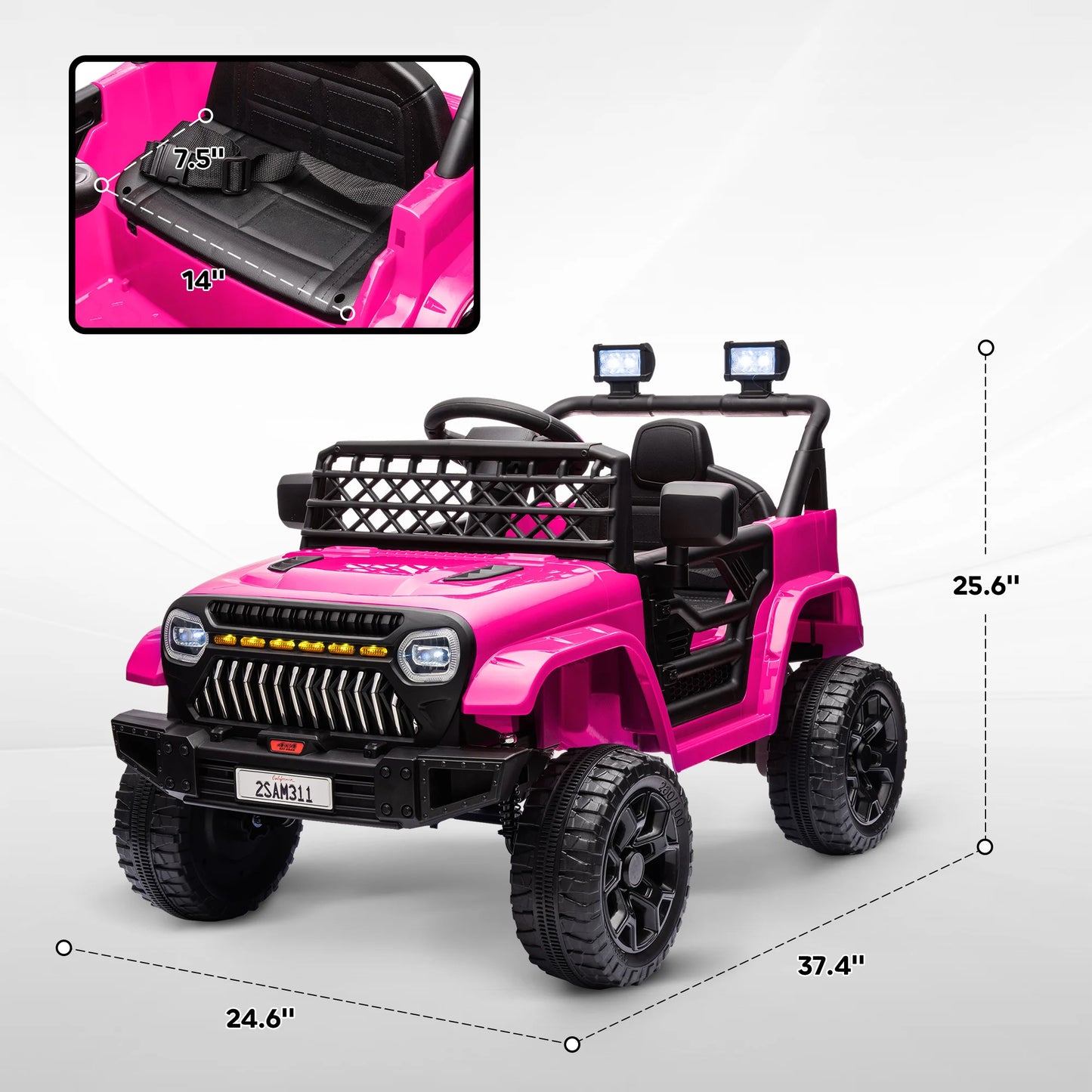 12V Ride on Truck W/ Spring Suspension, Remote, Pink