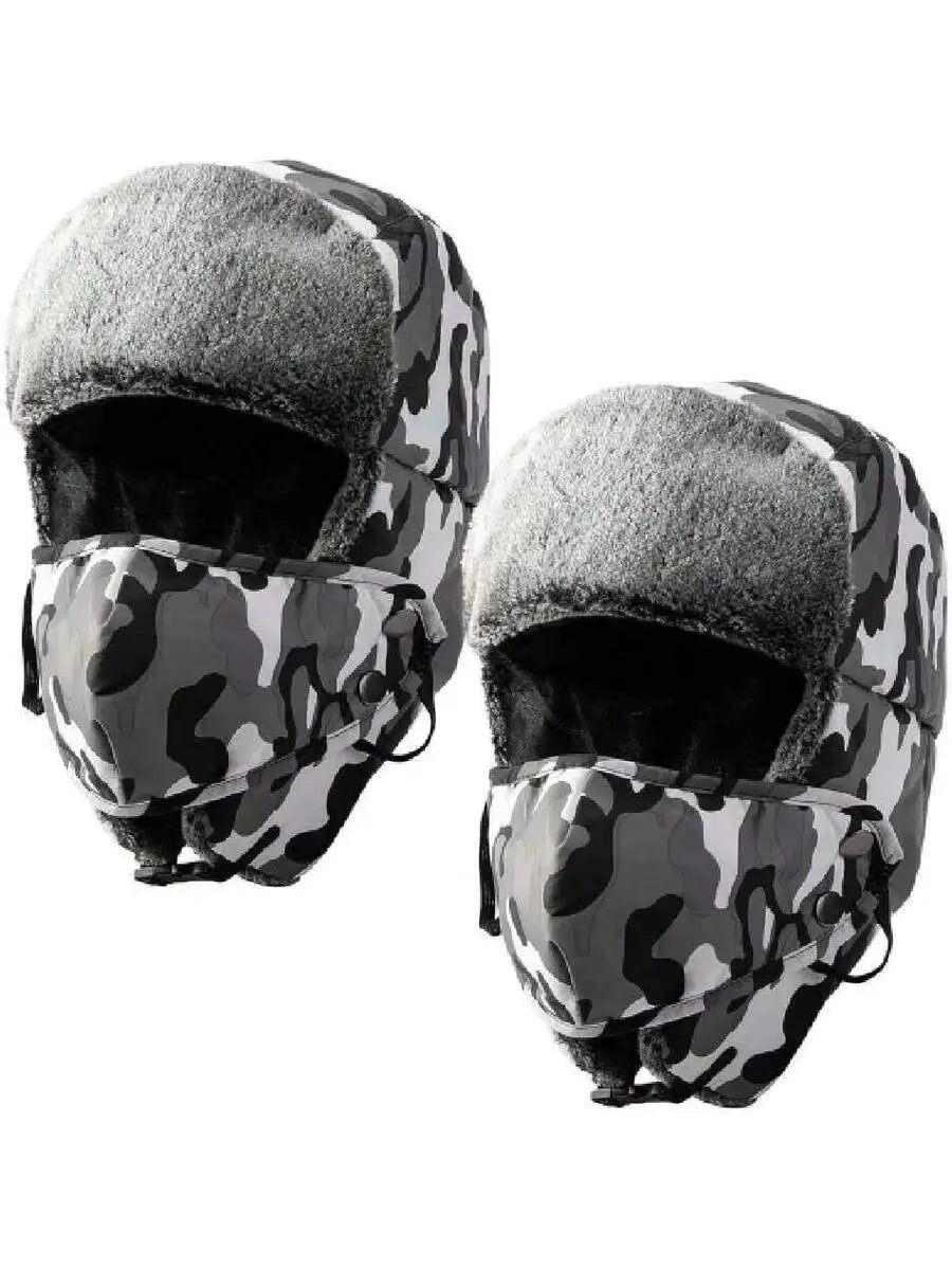 Winter Camouflage Balaclava Face Mask With Earmuffs For Men Women