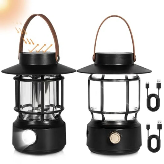 Led Camping Lantern 2 Pack 1000LM Solar Lantern Rechargeable Camping Lights with Side Flashlights for Emergencies IPX5 Waterpro