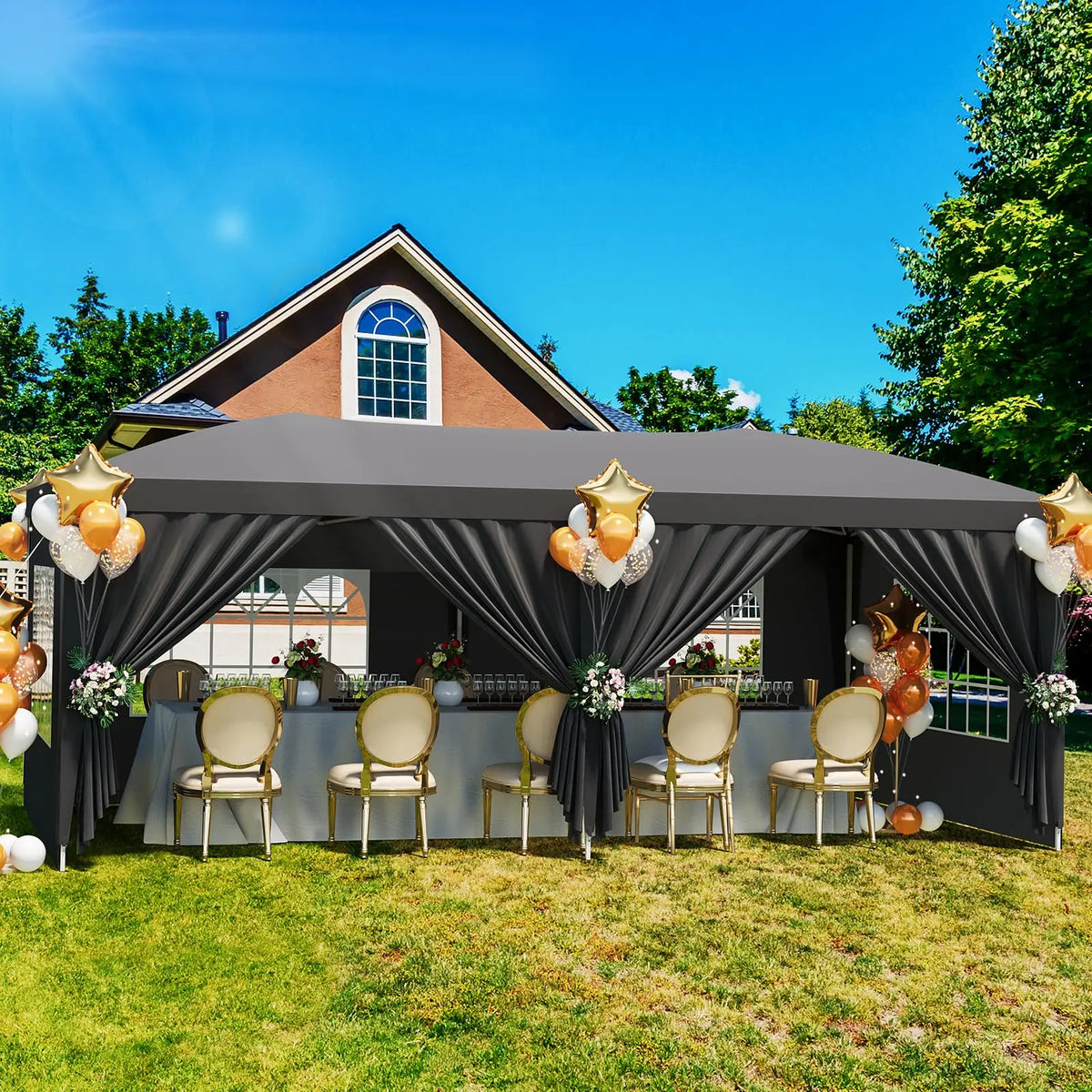 10x20 Commercial Pop Up Canopy Tent Heavy Duty Outdoor Event Shelter With 6 Sidewalls Waterproof Party Gazebo & Carry Bag