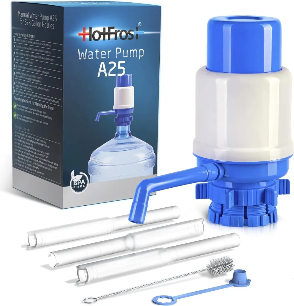 Manual Water Pump for 5 Gallon Jug – Non-Electric Dispenser, Universal Hand Pump with 3 Tubes, 53mm Adapter, BPA-Free