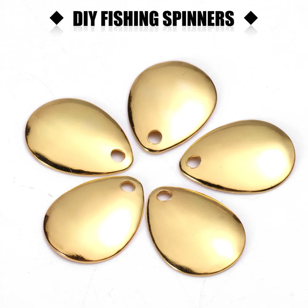 50pcs Fishing Spinner Blades Carbon Steel Fishing Spinner Spoons for Spinnerbait Lures Making Supplies DIY Fishing Accessories