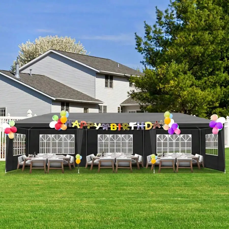 10' X 30' Outdoor Waterproof Gazebo Canopy Tent With Removable Sidewalls And Windows Heavy Duty Tent For Party Wedding Events Beach BBQ
