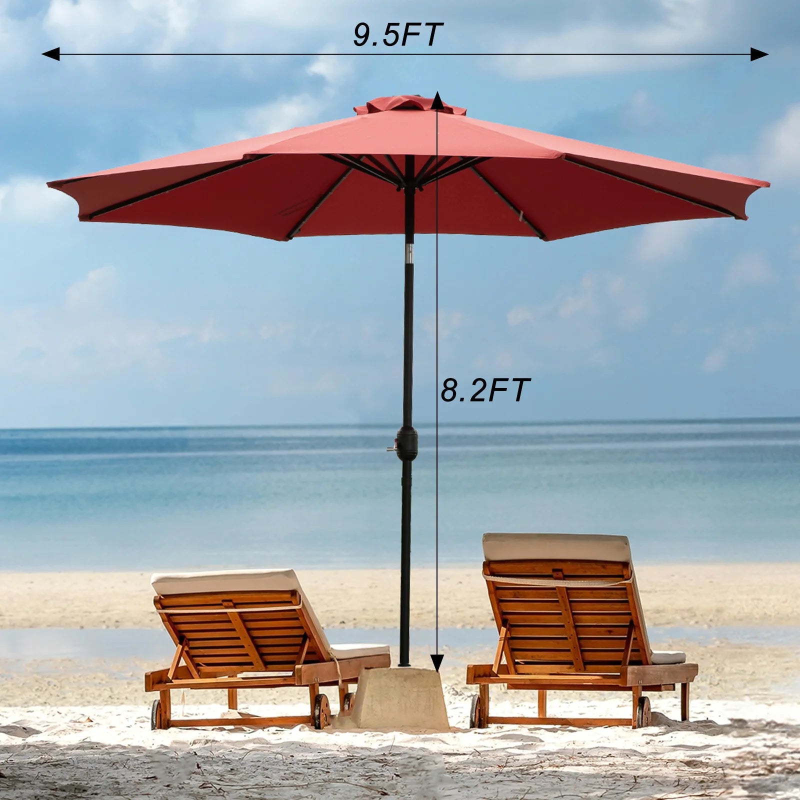 JHK 10FT Solar Patio Umbrella with 32 LED Lights UV-Resistant Outdoor ...