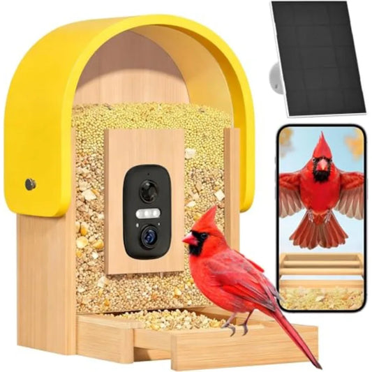 Smart Bird Feeder with Camera for Outdoor Use Solar Powered ABS Plastic Black White 2.7L Capacity with AI Species Recognition f