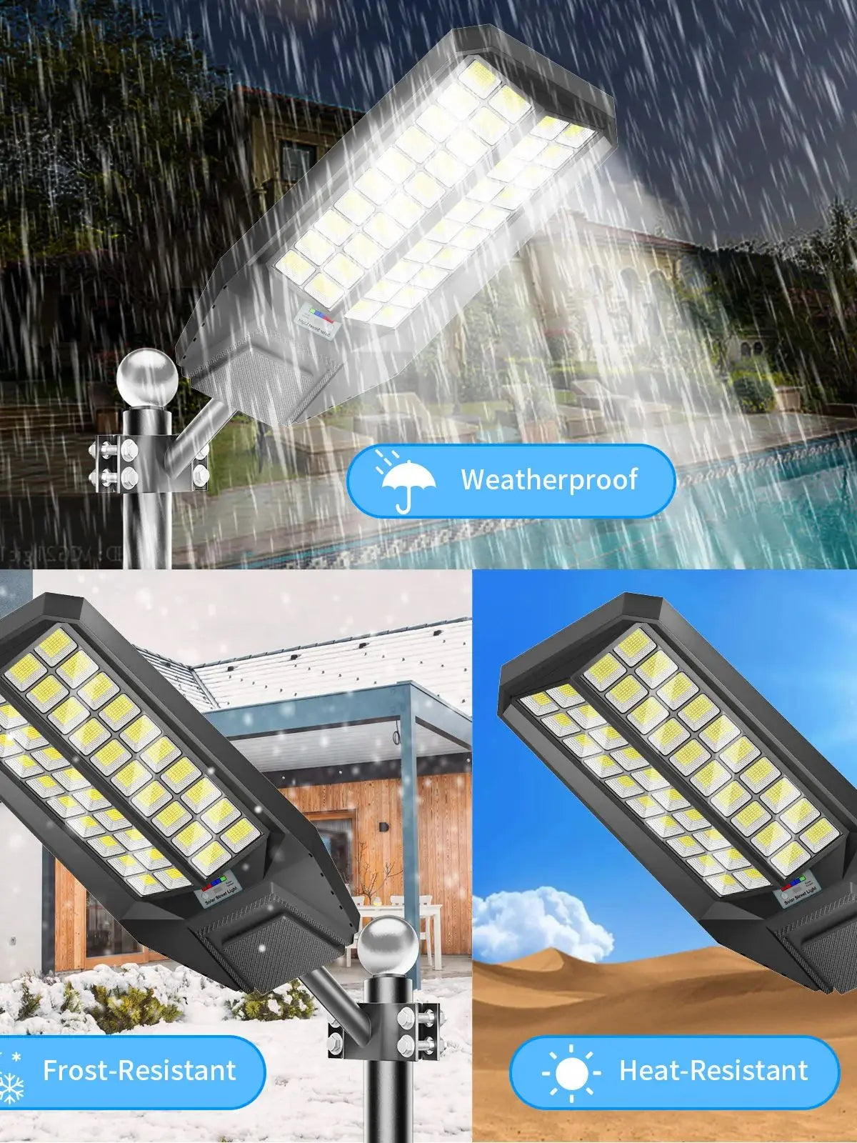 8000W Extra-Large Super-Bright Outdoor Solar Street Light, LED with Motion Sensor, IP65 Waterproof for Commercial Lighting