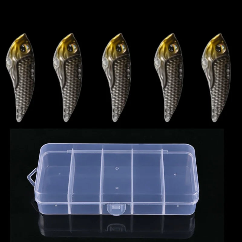 Wondersee 5PCS with Box Switchable Vibration VIB Spinner Spoon Jerkbait Hard Lure Treble hooks Trolling Sinking Wobbler Swimbait