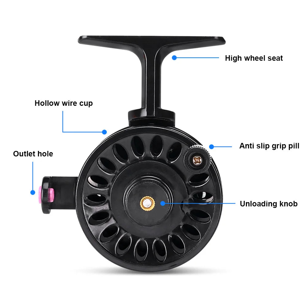Ice Fishing Reel ABS Lightweight Inline Ice Reel Fishing Wheel Fly Fishing Reel for Trout Pike Winter Fishing