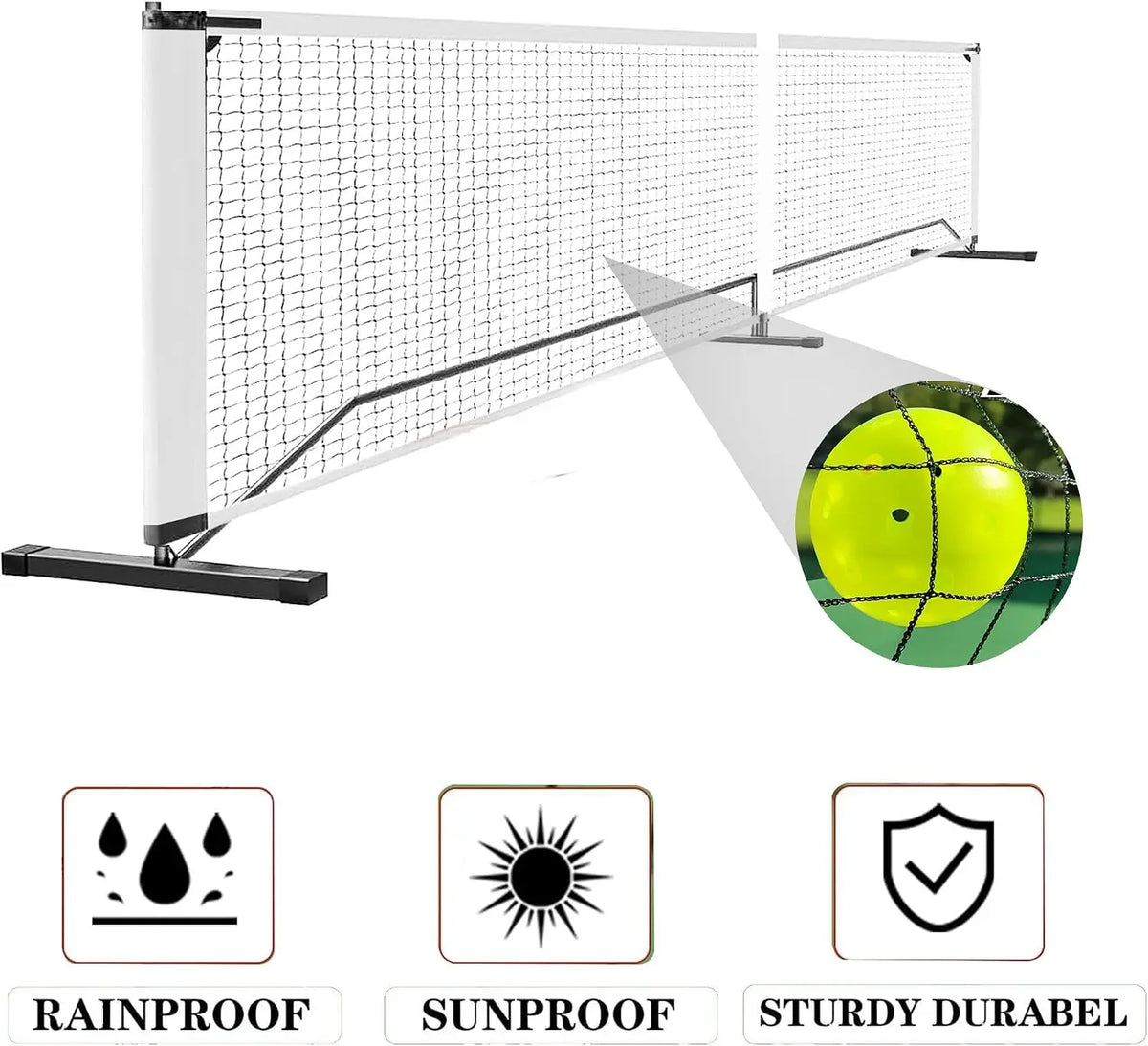 Tacleekii Outdoor Pickleball Net System 22FT Regulation Net for Driveway, Backyard, Park, Beach & Camping, Heavy Duty Metal Frame, Portable, Easy Setup, Includes 4 Paddles & Carry Bag