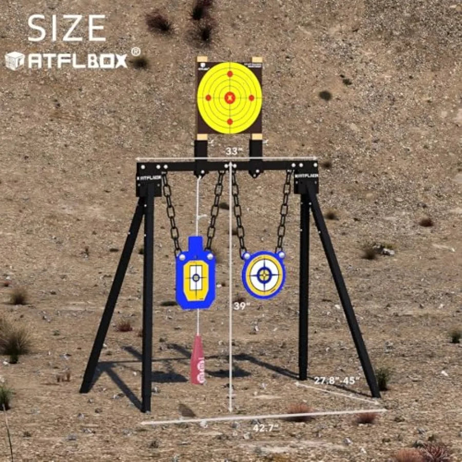 AR500 Steel Target Set for Shooting Stand System with 63 Inch Adjustable Height 3 8 Inch Thick Silhouette and Gong Targ