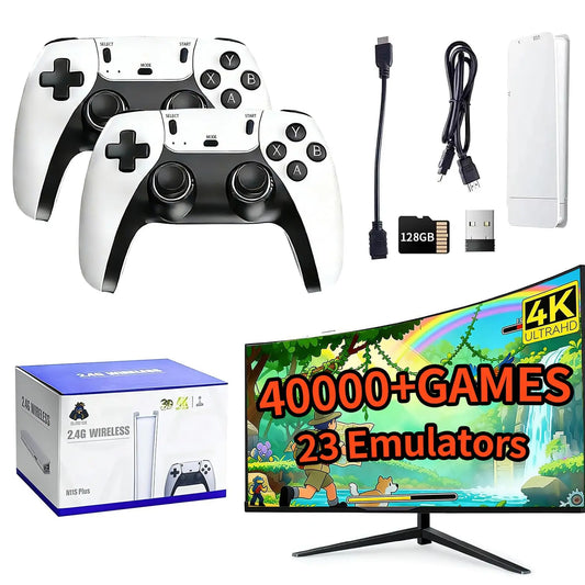2026 Retro Gaming Console, 4K HD Output Game Stick Pro with 40,000+ Classic Titles and 23 Emulators with Dual 2.4G Controllers