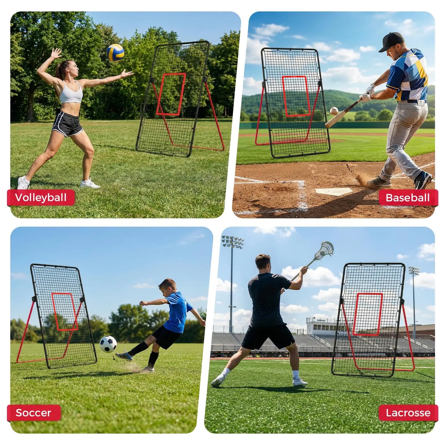 Adjustable Volleyball Rebounder Net, 7x4 ft Large Training Bounce Back Net for Bumping, Spiking & Setting – Sturdy, Multi-Angle