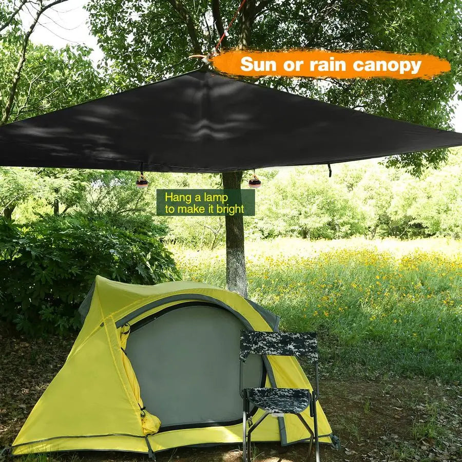 Hammock Rain Fly Camping Tarp Waterproof, 10x12ft Lightweight Backpacking Rain Tarp Shelter for Hiking Outdoor, Black