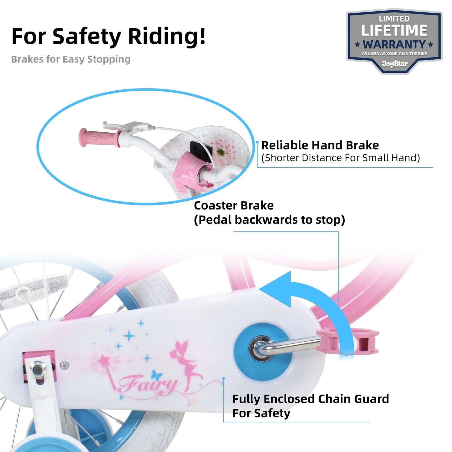 JOYSTAR Fairy Girls Bike for 2-9 Years Old Toddlers and Kids,Kids Bike with Training Wheels, Handbrake and Basket, Toddler Bike