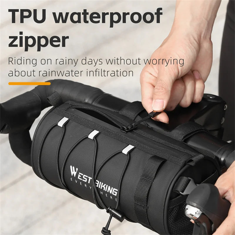 WEST BIKING Bike Bag Portable Handlebar Multi-purpose Large Capacity Backpack MTB Road Cycling Frame Tube Bag Elastic Band