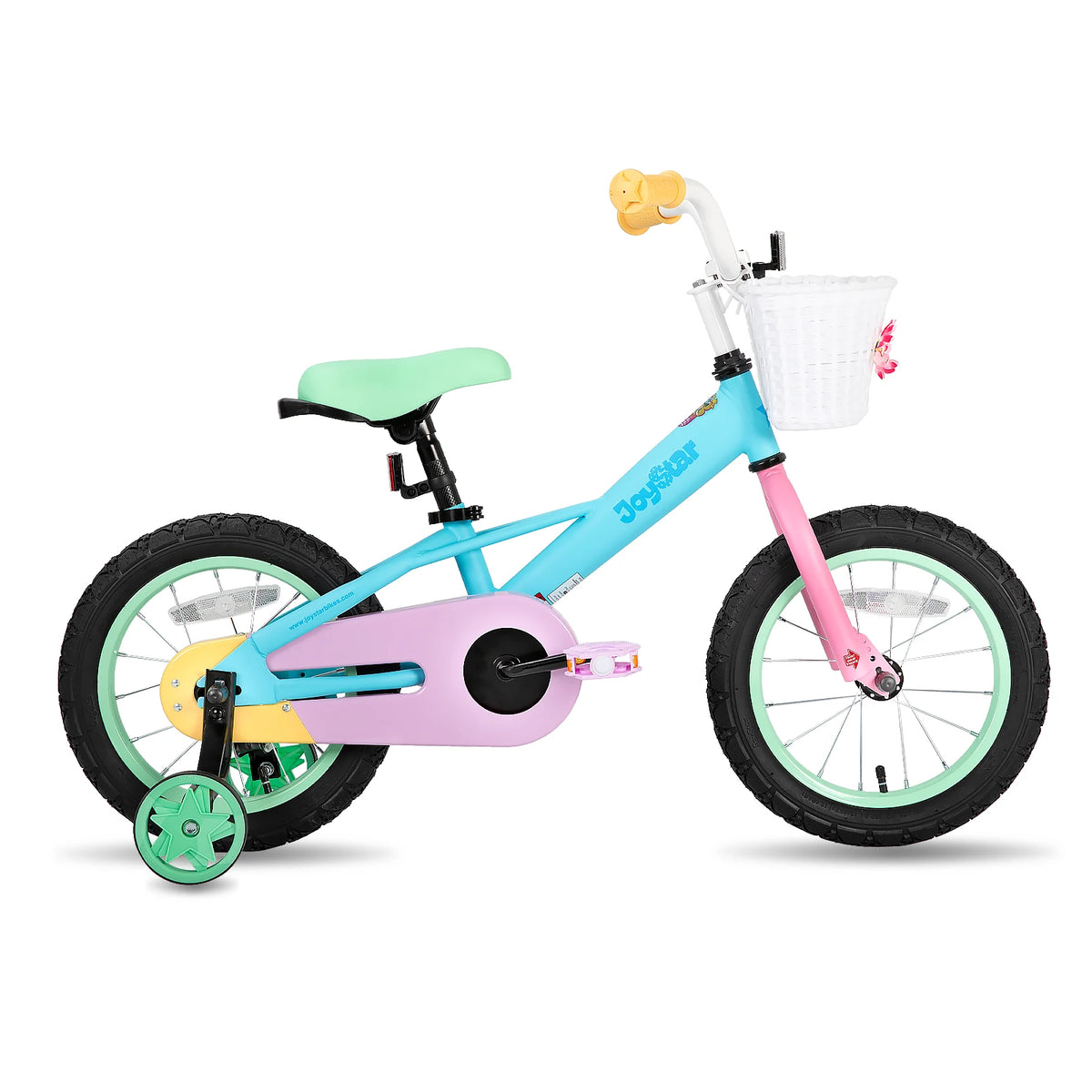 JOYSTAR Macaroon 12-18 Inch Kids Bike for 2-9 Years Girls | Toddler Girls Bike with Training Wheels & Basket, Rainbow Bikes, Children Bicycle