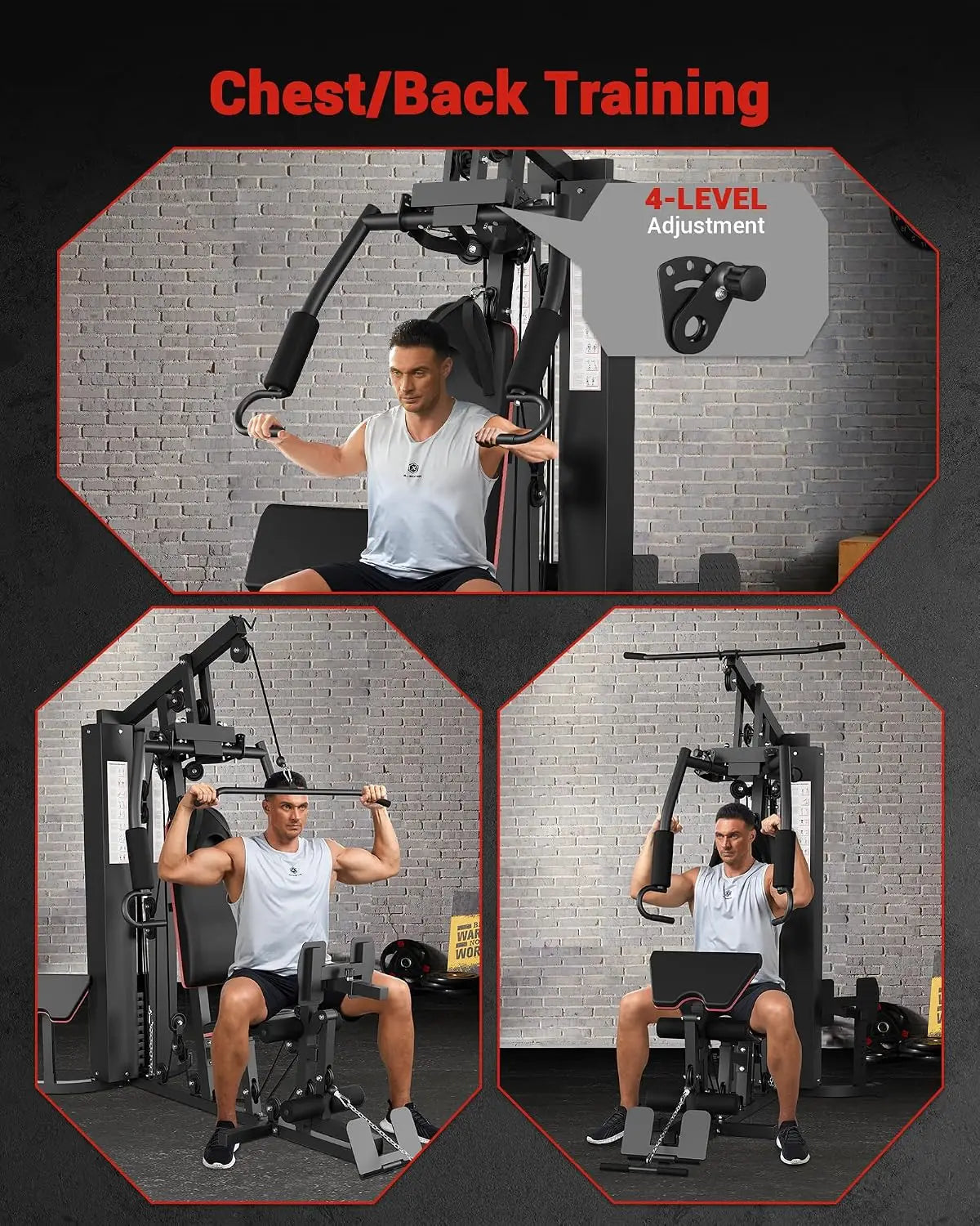 Home Gym Equipment, Multifunctional Workout Machine with 150 LBS Weight Stack, Leg Press, Pulley System & Preacher Curl Pad for Full Body Workout