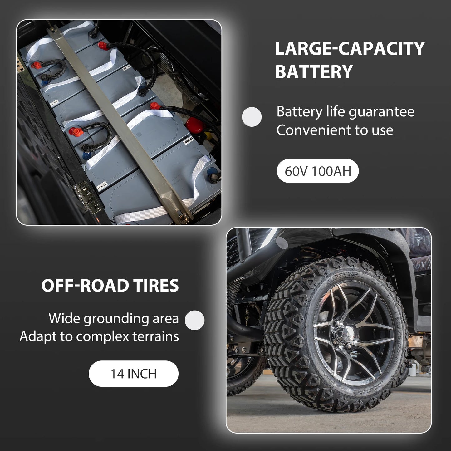 4P 60V Electric Golf Cart with 5KW Motor 25 MPH Top Speed 44 Miles Range Advanced Suspension, RearFront Storage Free Shipping