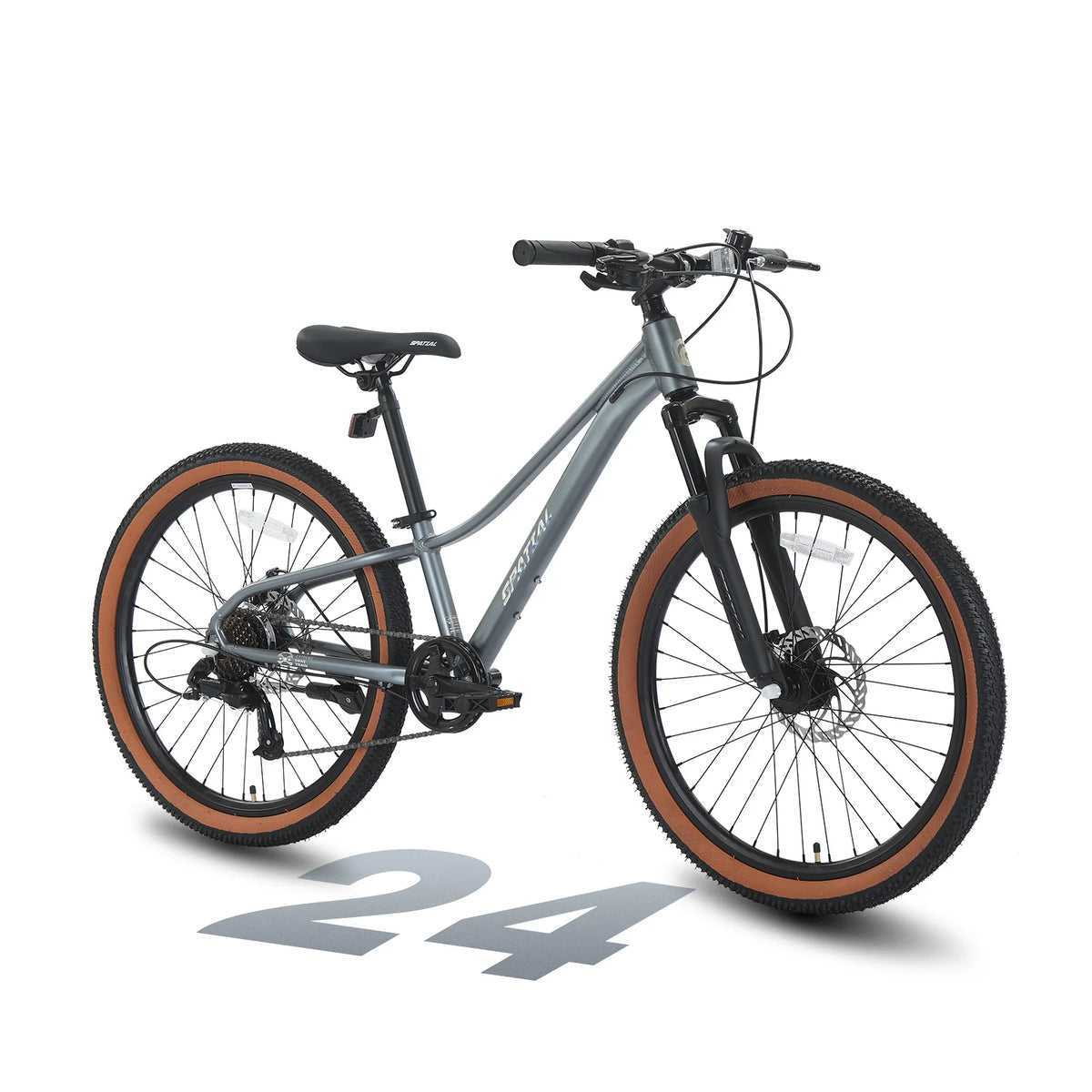 SPATIAL MT24FS2.0 24 Inch Mountain Bike, 7-Speed Hardtail MTB, Off‑Road Bicycle for Teenagers and Adults, Lightweight Aluminum Frame, Suspension Fork, Front & Rear Disc Brakes