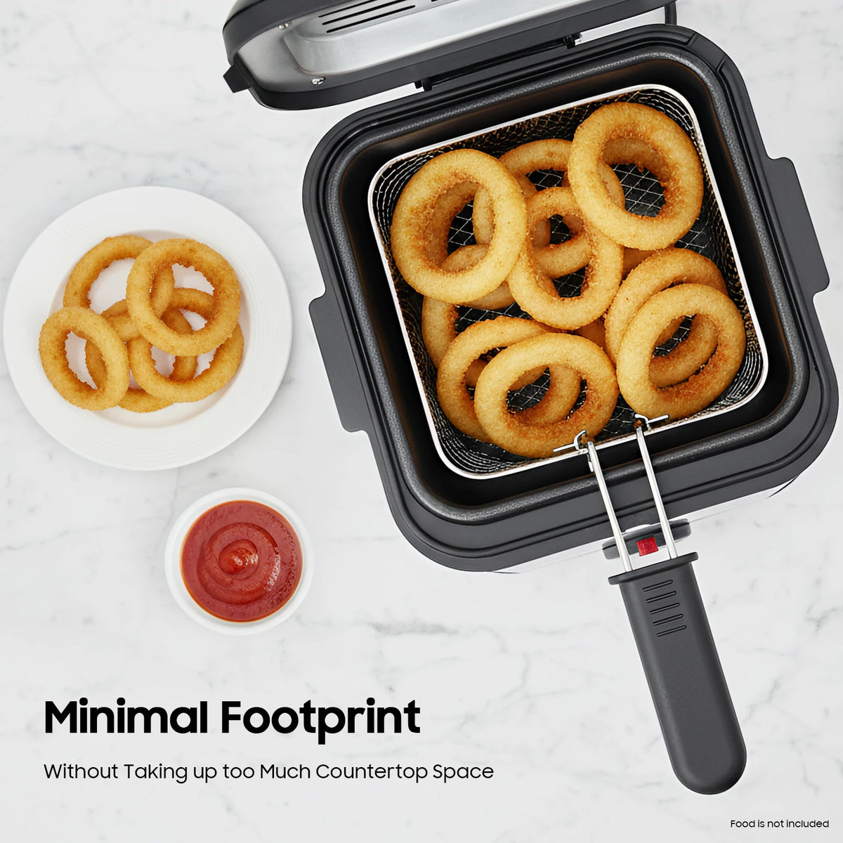 2.64Qt Stainless Steel Deep Fryer – 1000W – Adjustable Temp 176-374 ° F – Detachable Basket – Visual Lid – 3-Layer Insulation – 110V – for French Fries Chicken Home Kitchen – Silver Black