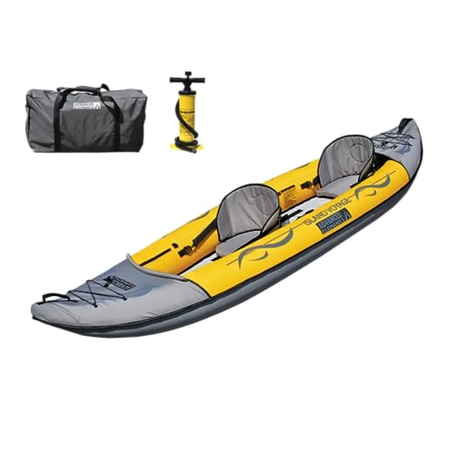 Island Voyage 2 Inflatable Kayak - Recreational Convertible Kayak for 1 or 2 Persons - 11 ft - Yellow
