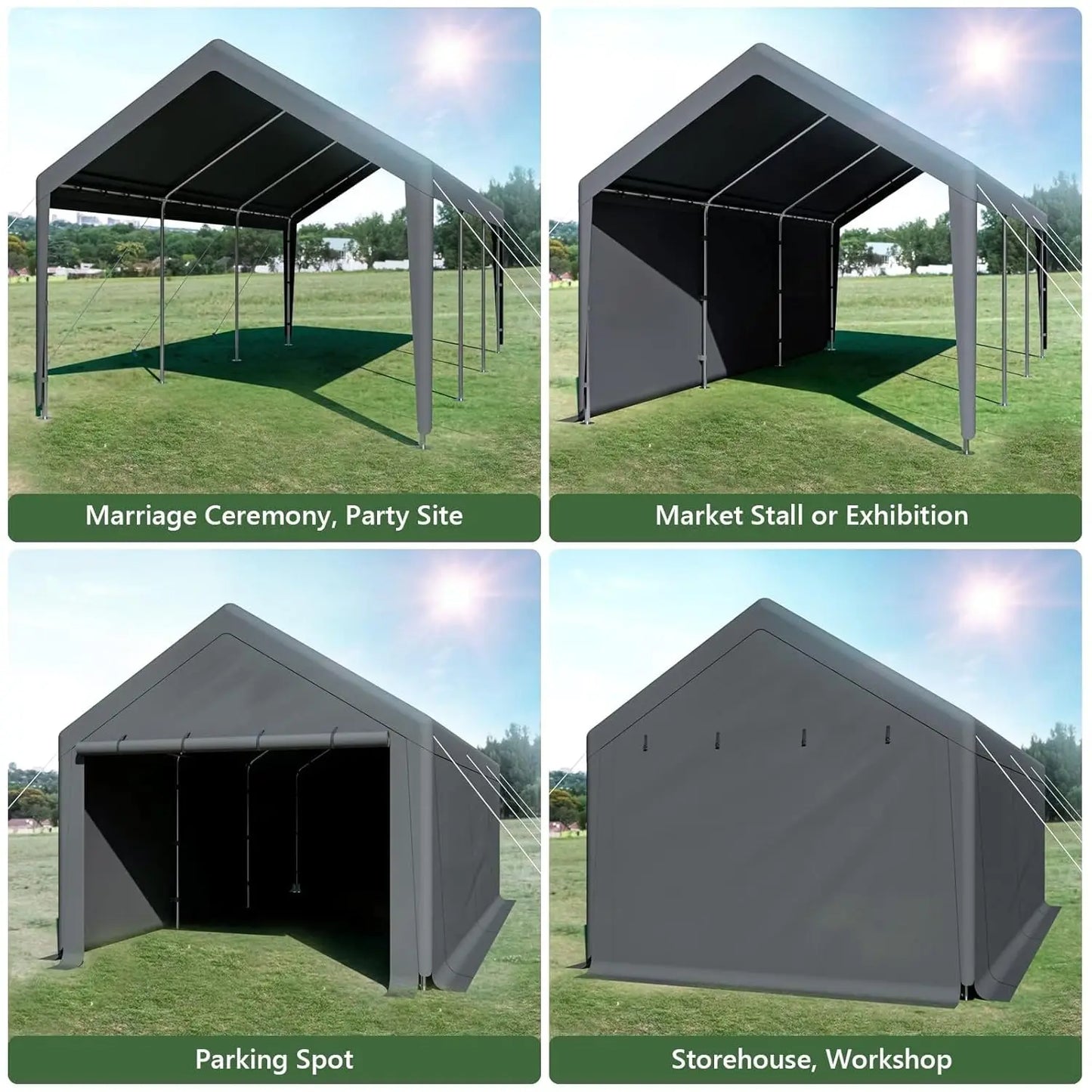 Carport 10x20 Ft Heavy Duty Canopy Steel Canopy Storage Shed,Portable Garage Party Tent,Portable Garage with, Customized