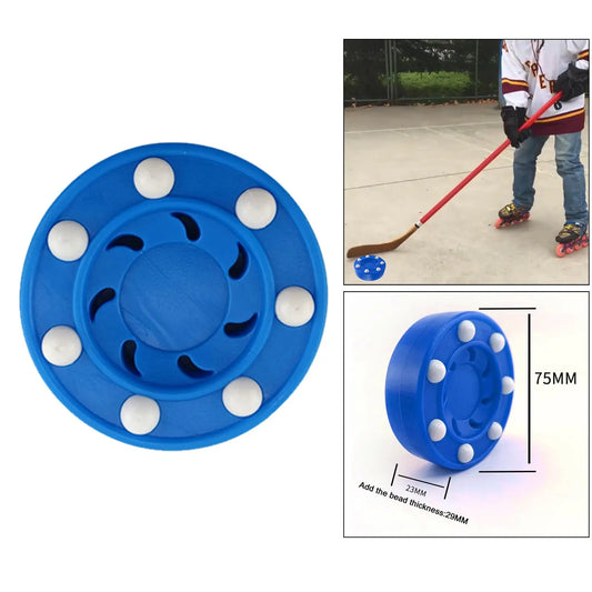 Durable ABS Roller Hockey Puck Blue Skating Training Ball Official Quad Rink Practice Accessory for Outdoor Play