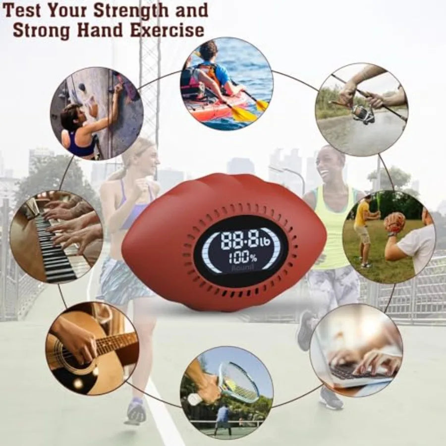 Digital Stress Relief Grip Ball for Adults 220lbs Hand Strength Tester with Progress Bars Cheer Sound Forearm Strengthener Fitn