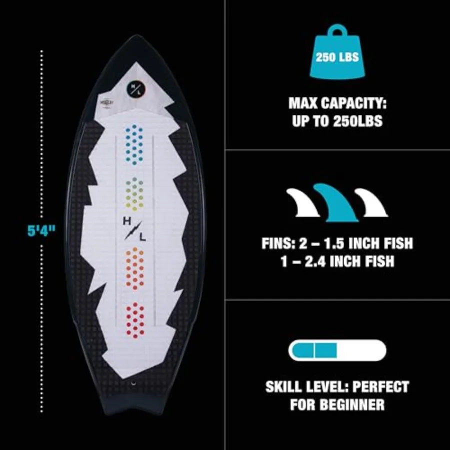 Broadcast Wakesurfer Wake Surf Board Endorsed by Shaun Murray for All Skill Levels from Beginners to Intermediate Riders - Dura