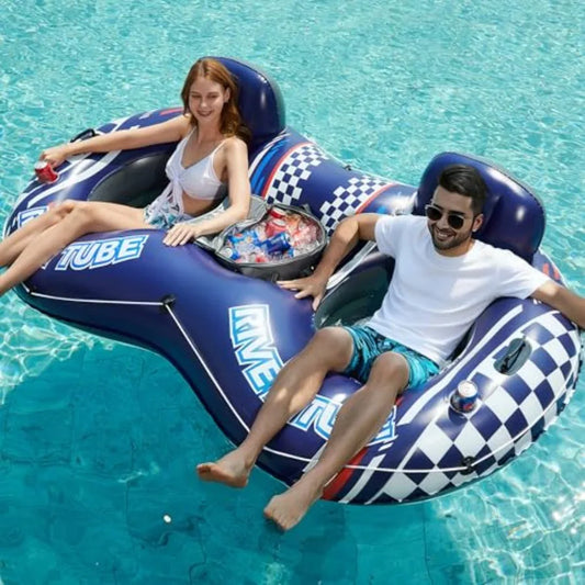 Inflatable River Tube Float - 2 Person Heavy Duty River Float Pool Floats with Removable Cooler Lake Water Tubes for Floating R