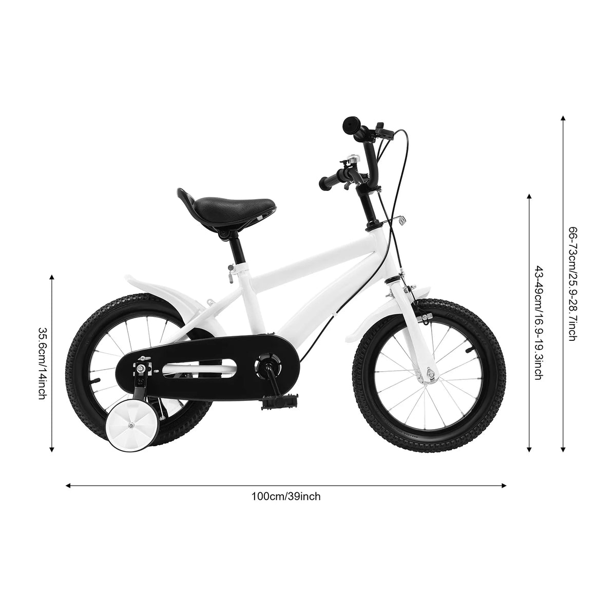 14 Inch Kids Bike w/ Training Wheels, Adjustable Seat Height Dual Brakes Children's Bicycle Kids Learning Bicycle for Boys Girls