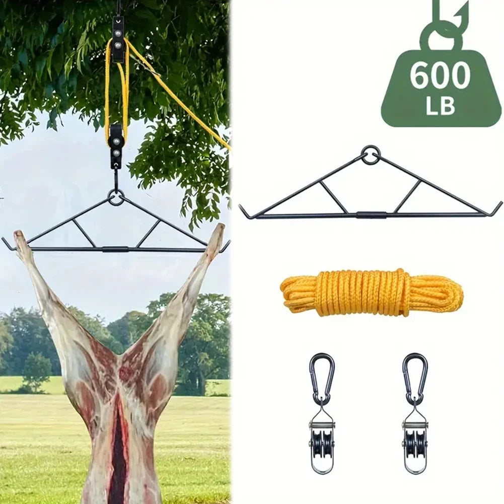 700LB Capacity Elk Hoist Pulley Lift System W/Gambrel Deer Hunting Game Hoist Pulley Lift System Hunting Accessories Gift Set