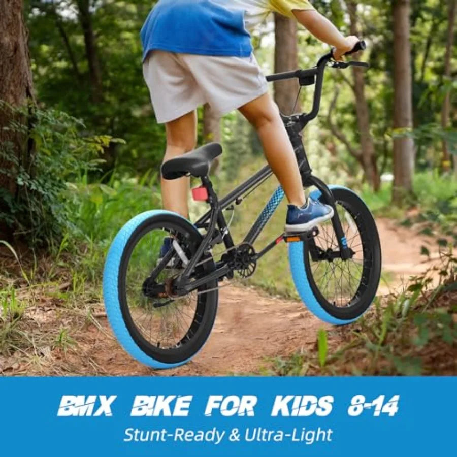 18/20 Inch Boys BMX Bike for Ages 8-12 with Front and Rear U Brake Adjustable Seat Iron Fork 2.09 Wide Tires Black Frame