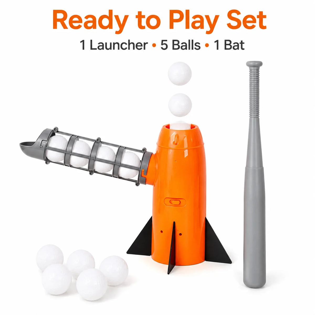 1 Launcher 5 Balls 1 Bat Automatic Baseball Pitching Machine for Kids Backyard Batting Trainer Beginner Hitting Practice Toy