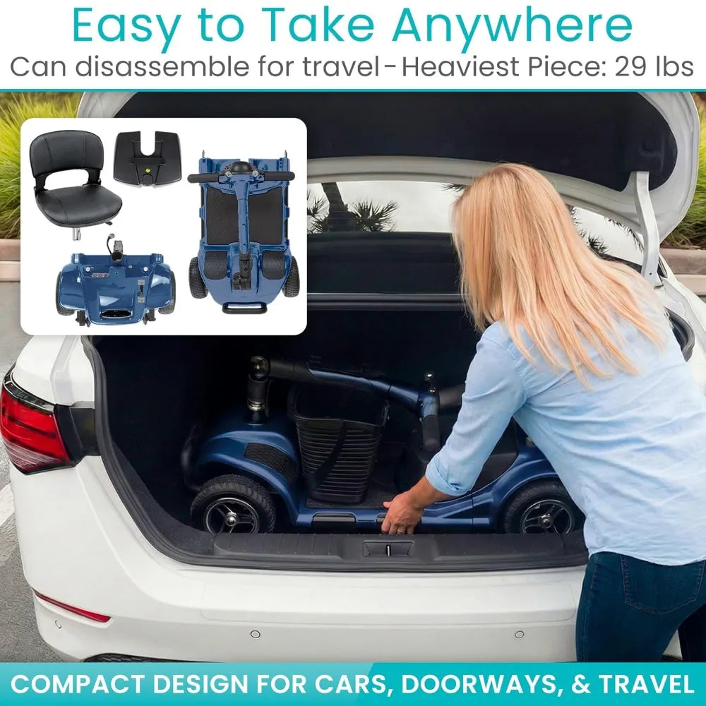 Electric 4-Wheel Mobility Scooter Heavy Duty Compact Wheelchair Device for Adult Travel Customized Portable Mobility Scooter
