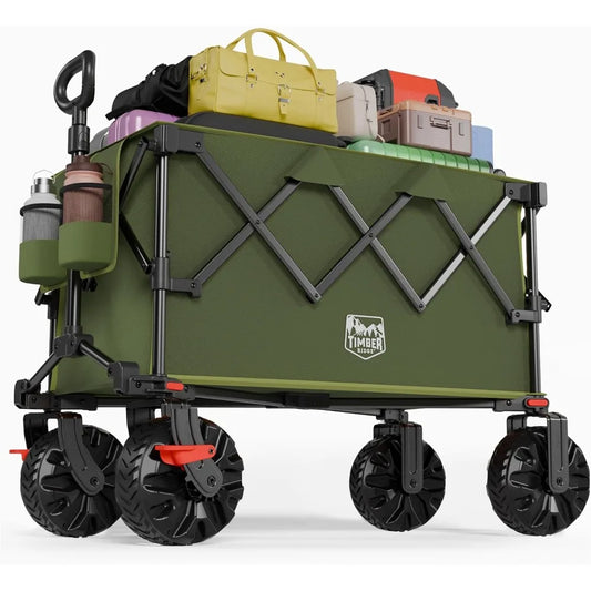 Outdoor Folding Stroller with Brakes and Cup Holders, 500-pound Heavy-duty All-terrain Wheels