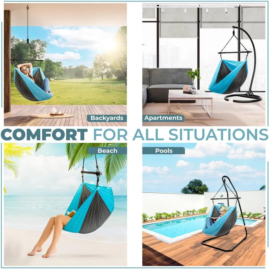 Hanging Hammock Chair Tree Pod Sensory Swing Outdoor Camping Cacoon Chair Collapsible and Lightweight Swings Swinging Rocker Cha