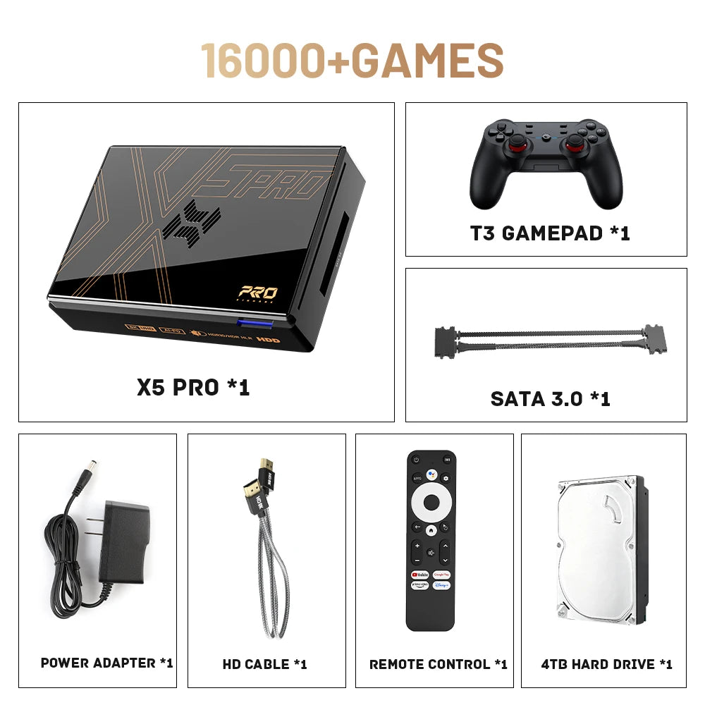 KINHANK Super Console X5 PRO Retro Video Game Consoles  Plug and Play 4T with 16000 Games for PS2/WII/SS/DC/N64